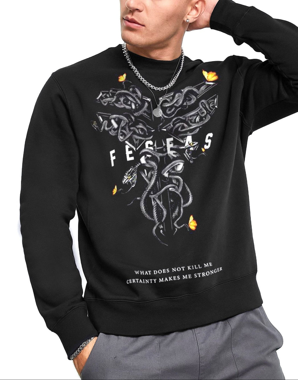 Áo nỉ cổ tròn FesFas in hình rắn