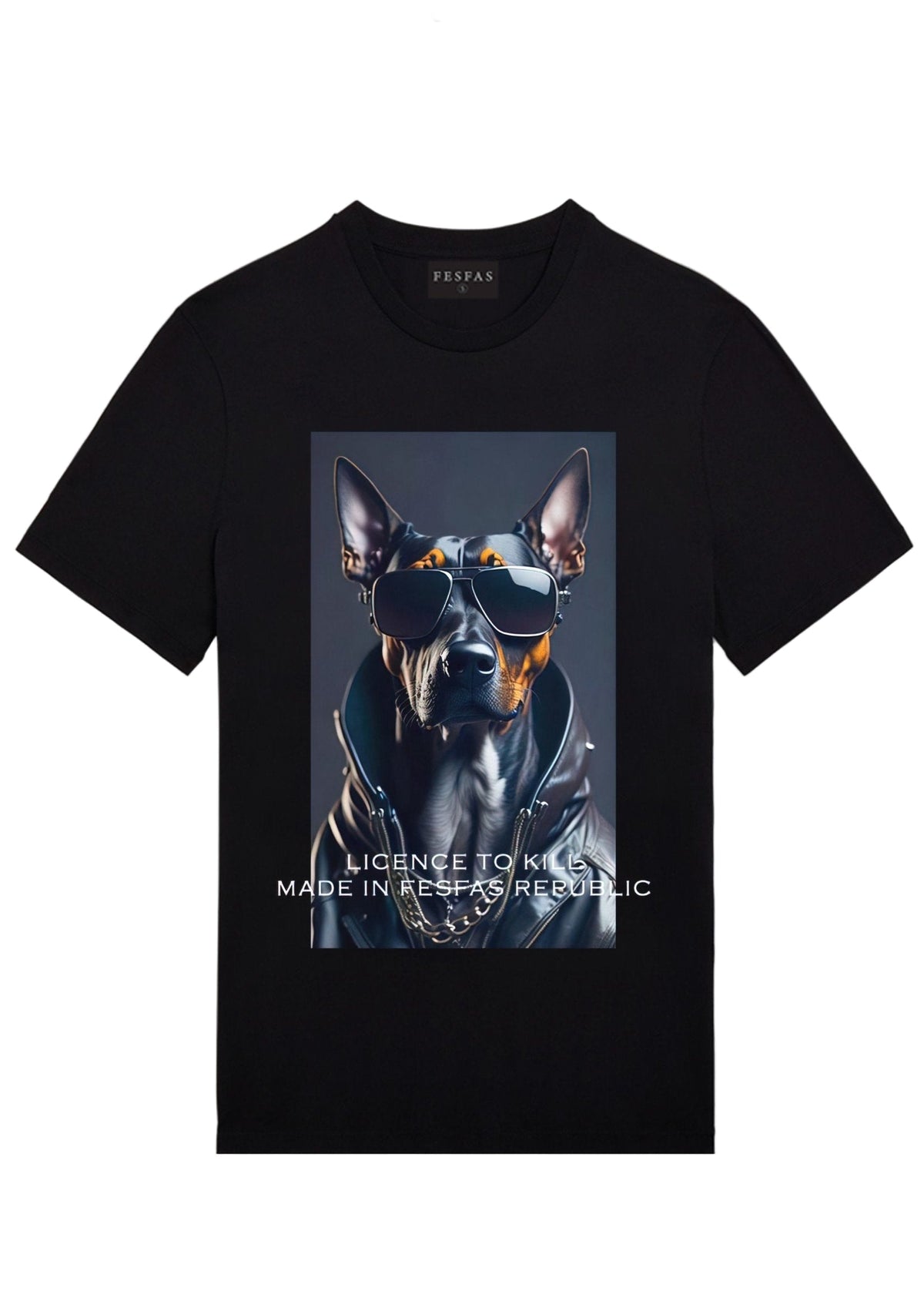 Áo thun FesFas in hình chó Doberman