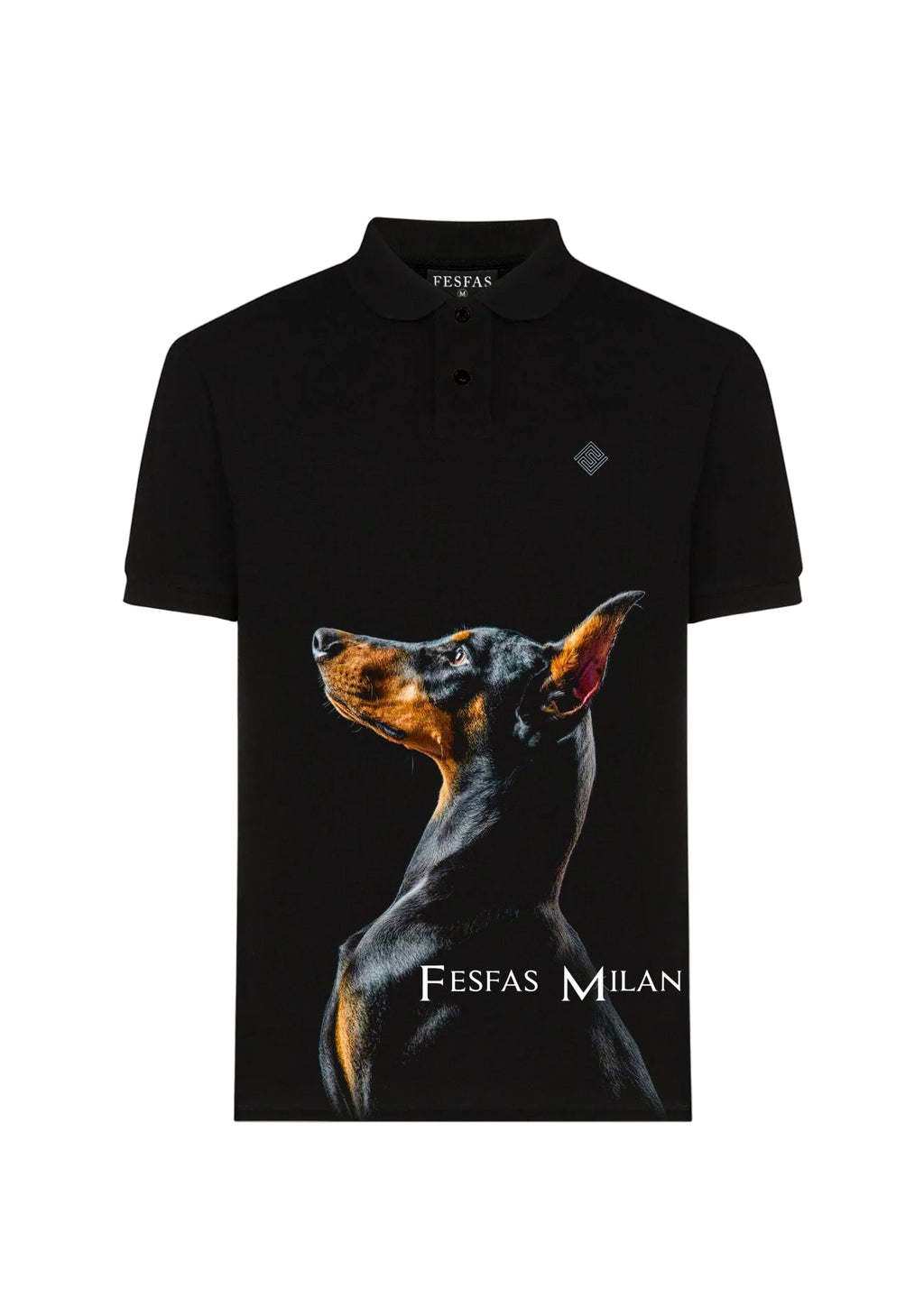 Áo polo FesFas in hình chó Doberman