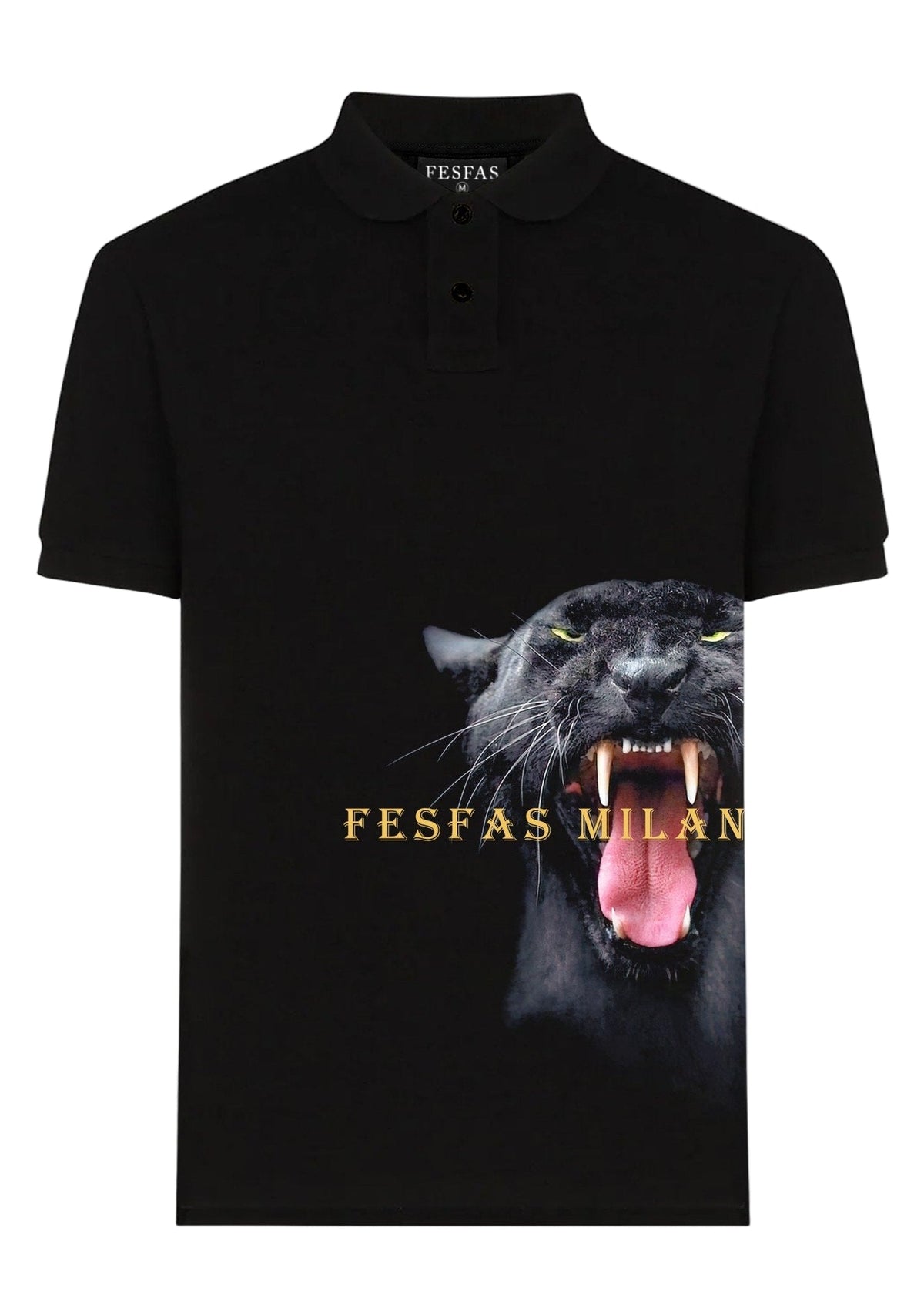 Áo Polo FesFas Họa Tiết Báo Đen