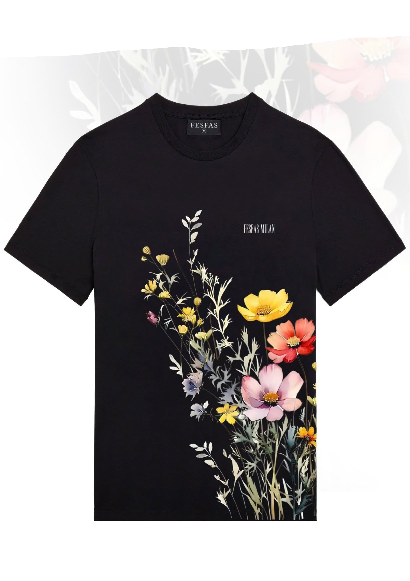 FesFas flowers-print | Áo Thun | Nam | Màu Đen