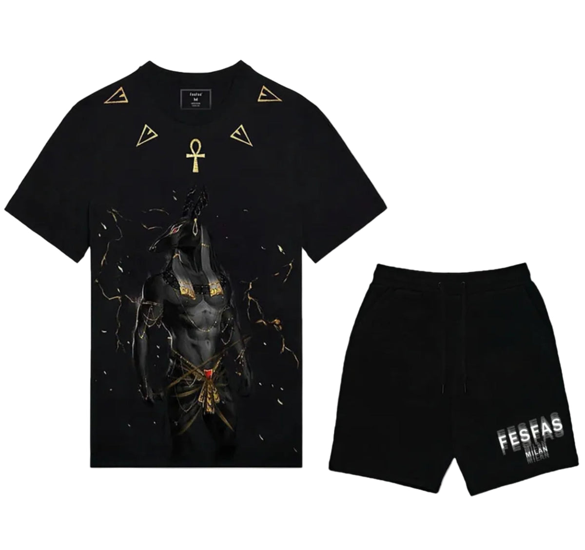 Bộ áo thun và quần short FesFas in hình anubis