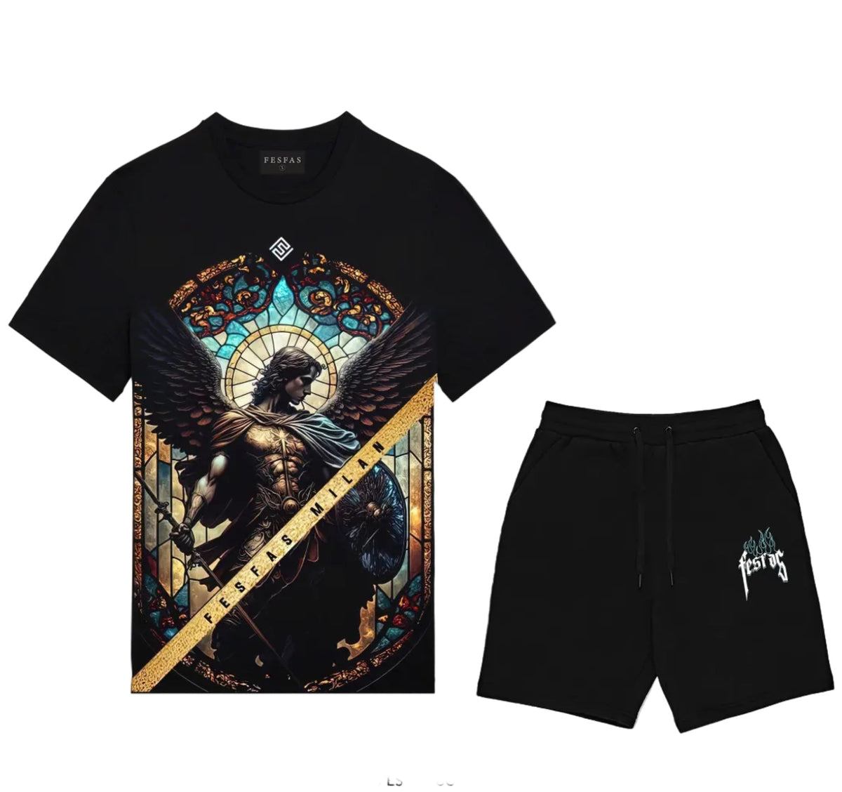 Bộ áo thun và quần short FesFas in hình thiên thần