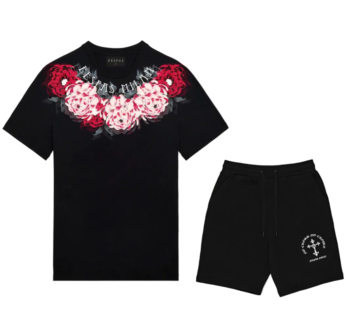 Bộ áo thun và quần short FesFas in hình hoa