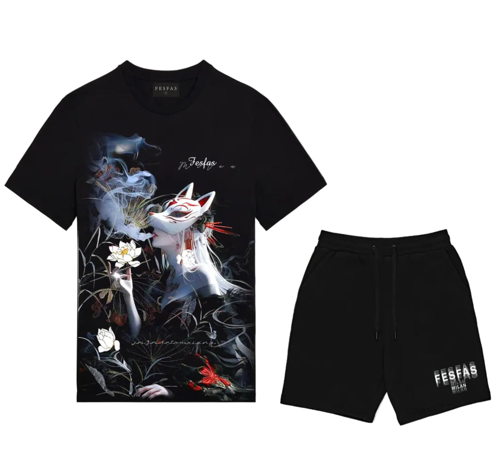 Bộ áo thun và quần short FesFas in hình cáo vẻ đẹp