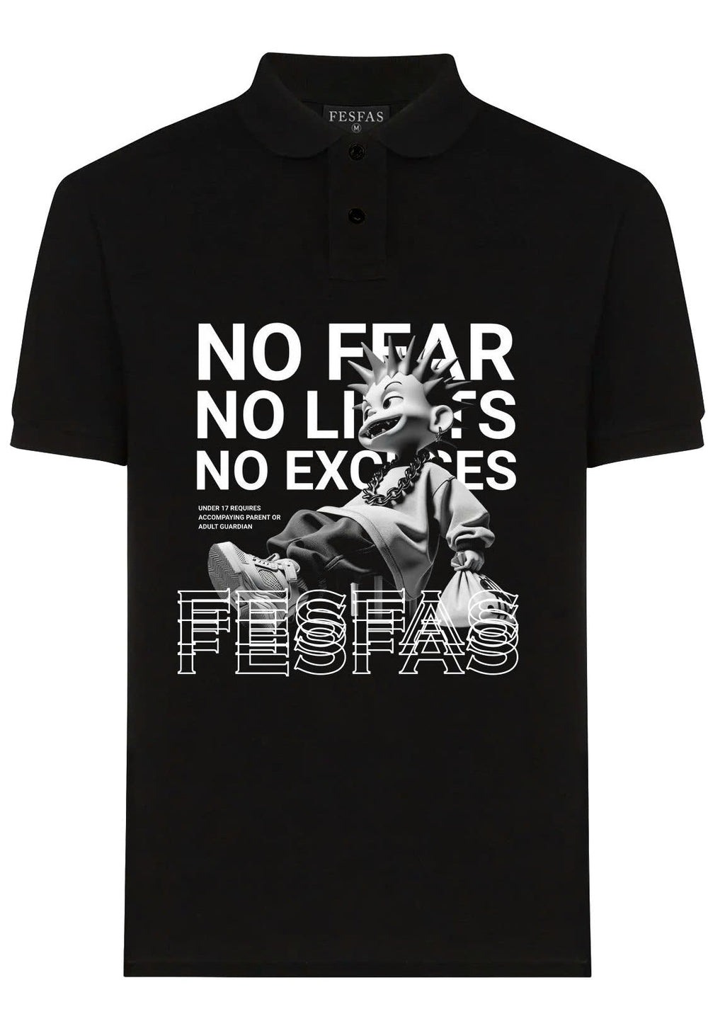 Áo polo FesFas in hình không sợ hãi