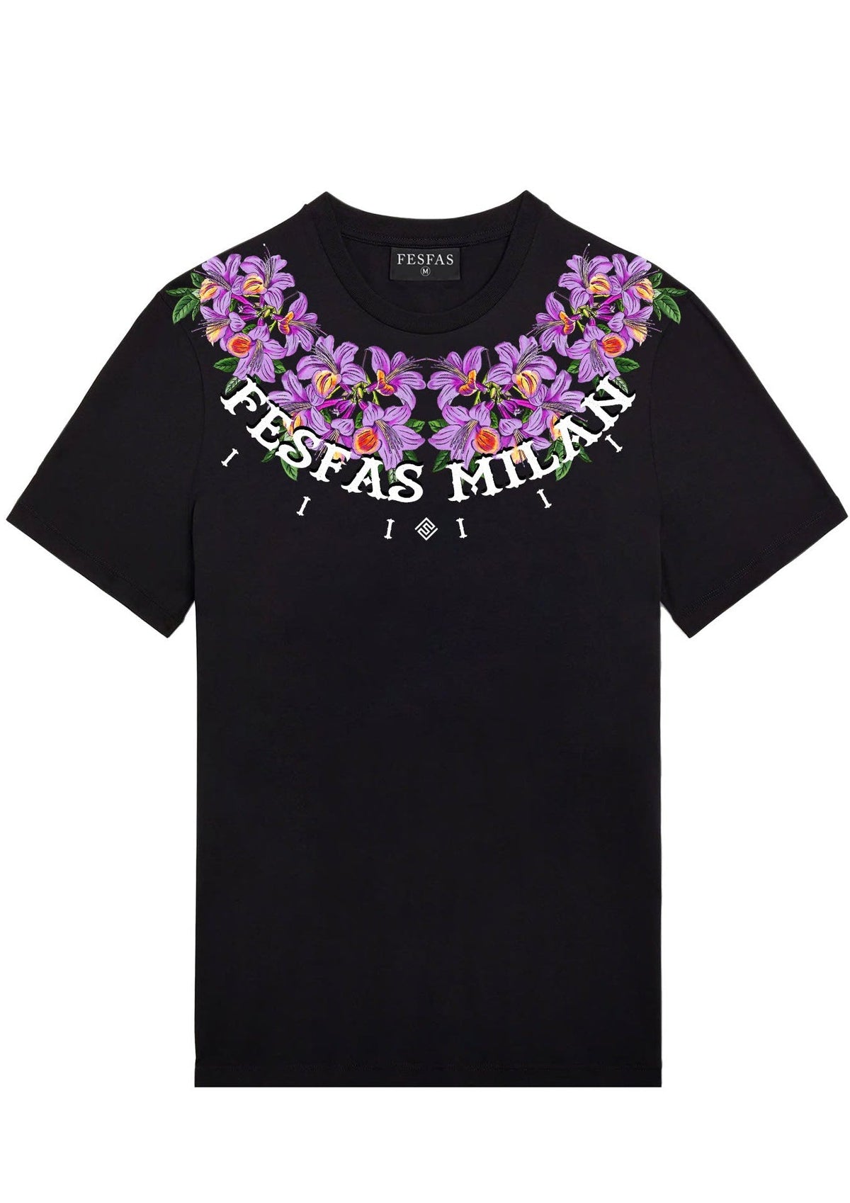 FesFas violet flowers-print | Áo Thun | Nam | Màu Đen