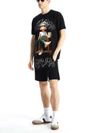 Bộ áo thun và quần short FesFas in hình chàng trai thư thái