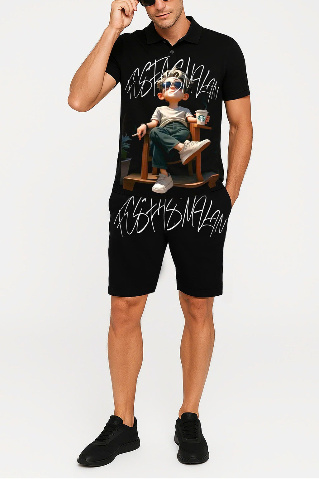 Áo polo FesFas in hình chàng trai thư thái