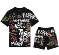 Bộ áo thun và quần short FesFas in hình họa tiết
