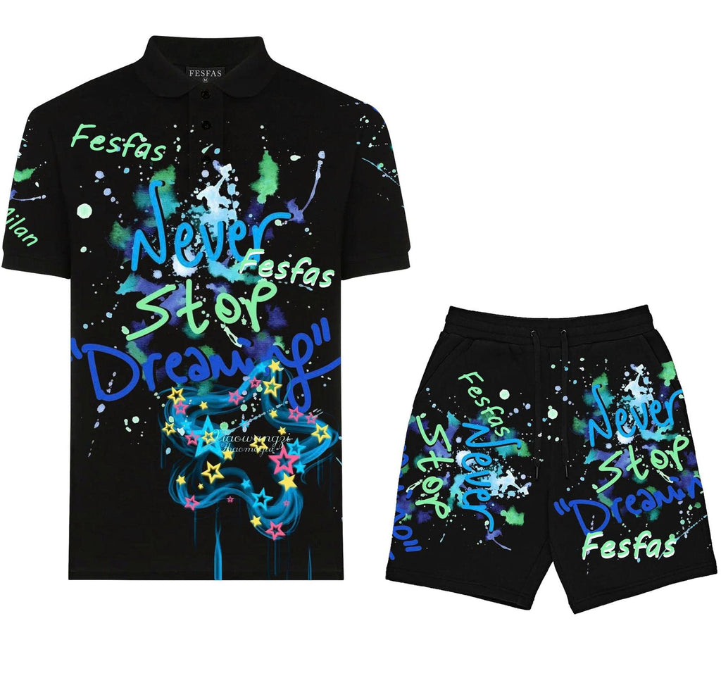FesFas Hologram-print | Bộ Polo | Nam | Màu Đen