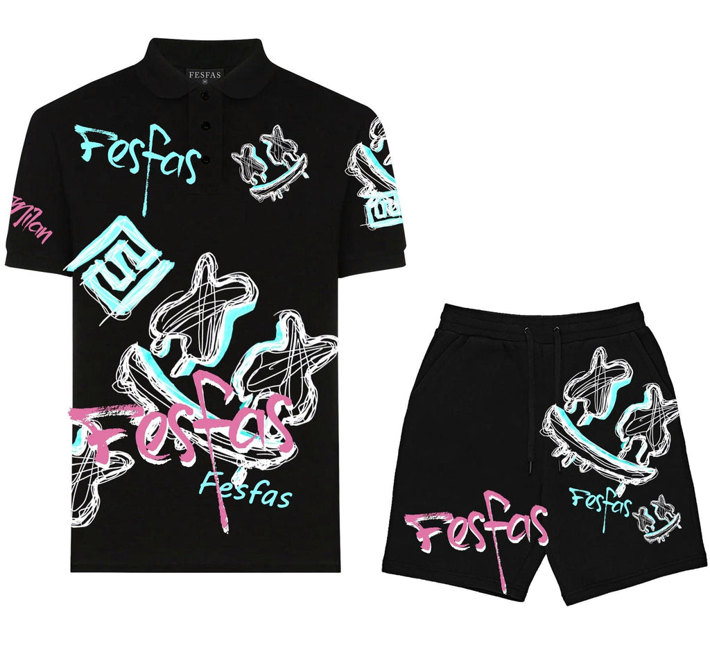 FesFas Hologram-print | Bộ Polo | Nam | Màu Đen