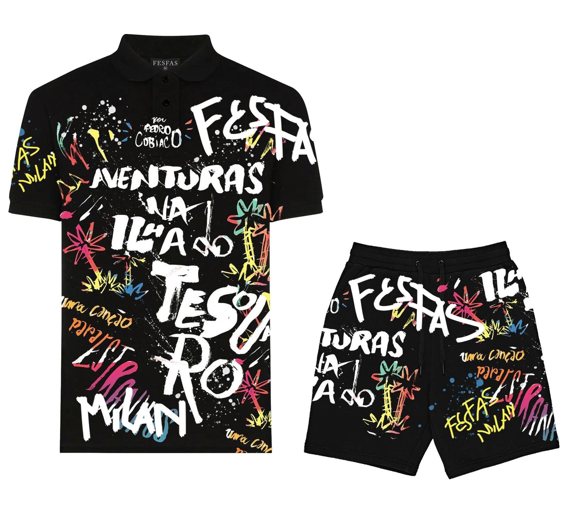 FesFas Hologram-print | Bộ Polo | Nam | Màu Đen