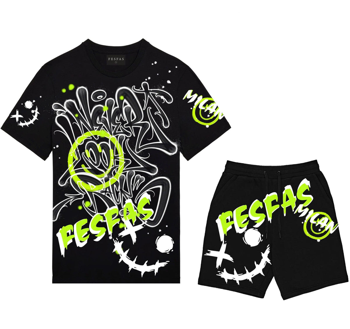 FesFas graphic-print | Bộ T-Shirt | Nam | Màu Đen
