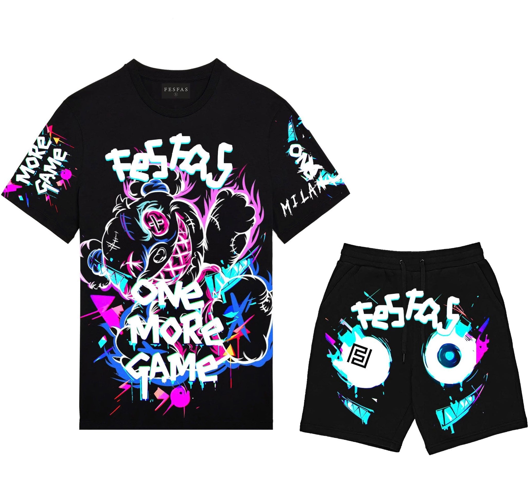 FesFas graphic-print | Bộ T-Shirt | Nam | Màu Đen