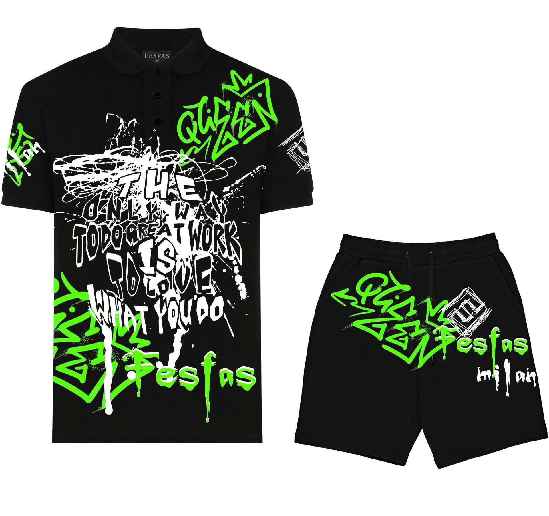 FesFas Hologram-print | Bộ Polo | Nam | Màu Đen
