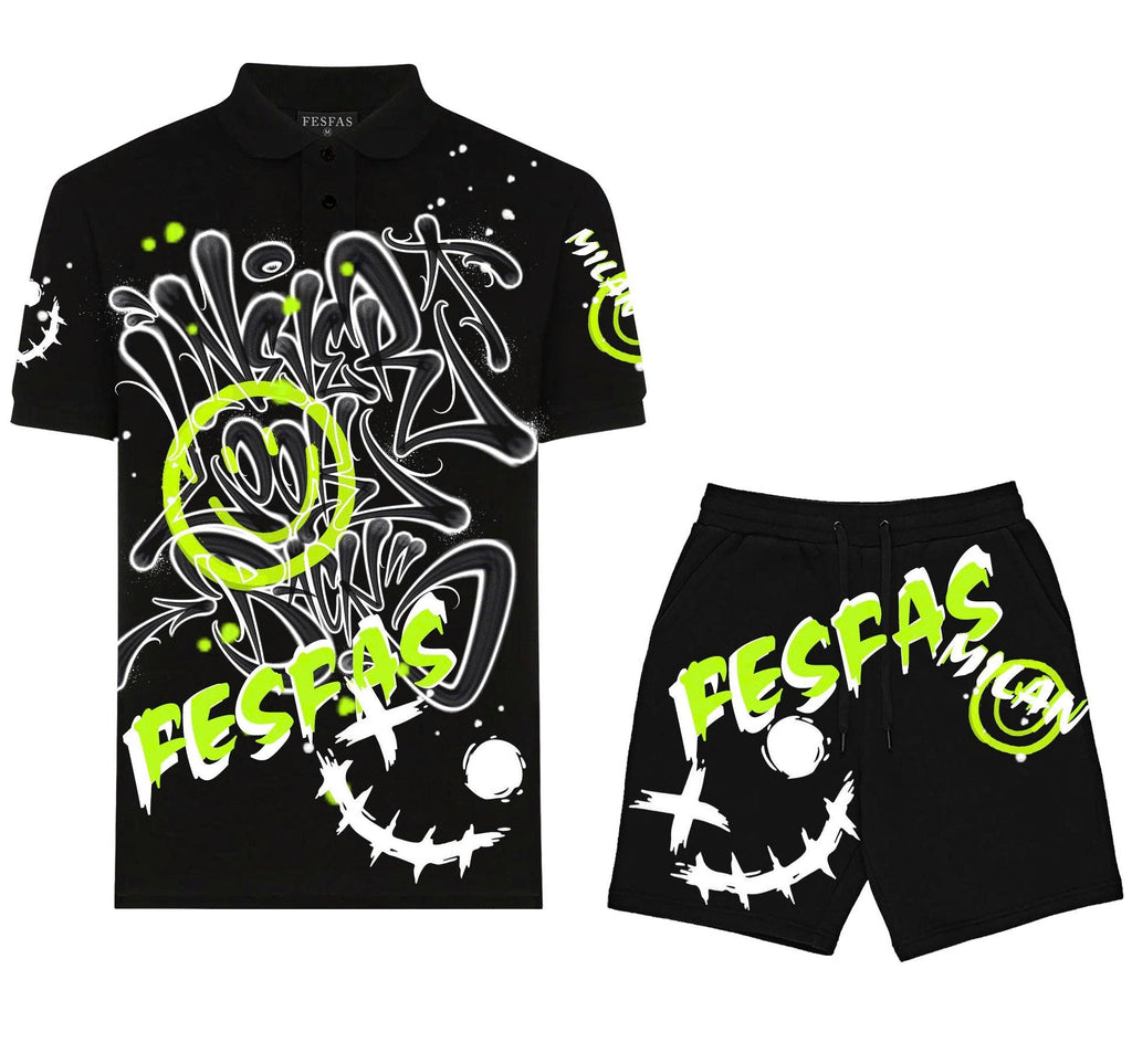 FesFas Hologram-print | Bộ Polo | Nam | Màu Đen