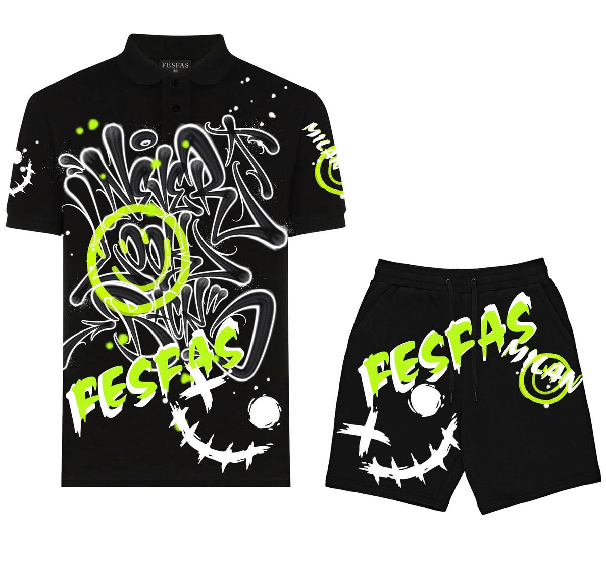 FesFas Hologram-print | Bộ Polo | Nam | Màu Đen