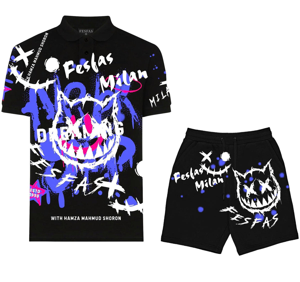FesFas Hologram-print | Bộ Polo | Nam | Màu Đen