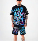 Bộ áo thun và quần short FesFas in hình họa tiết