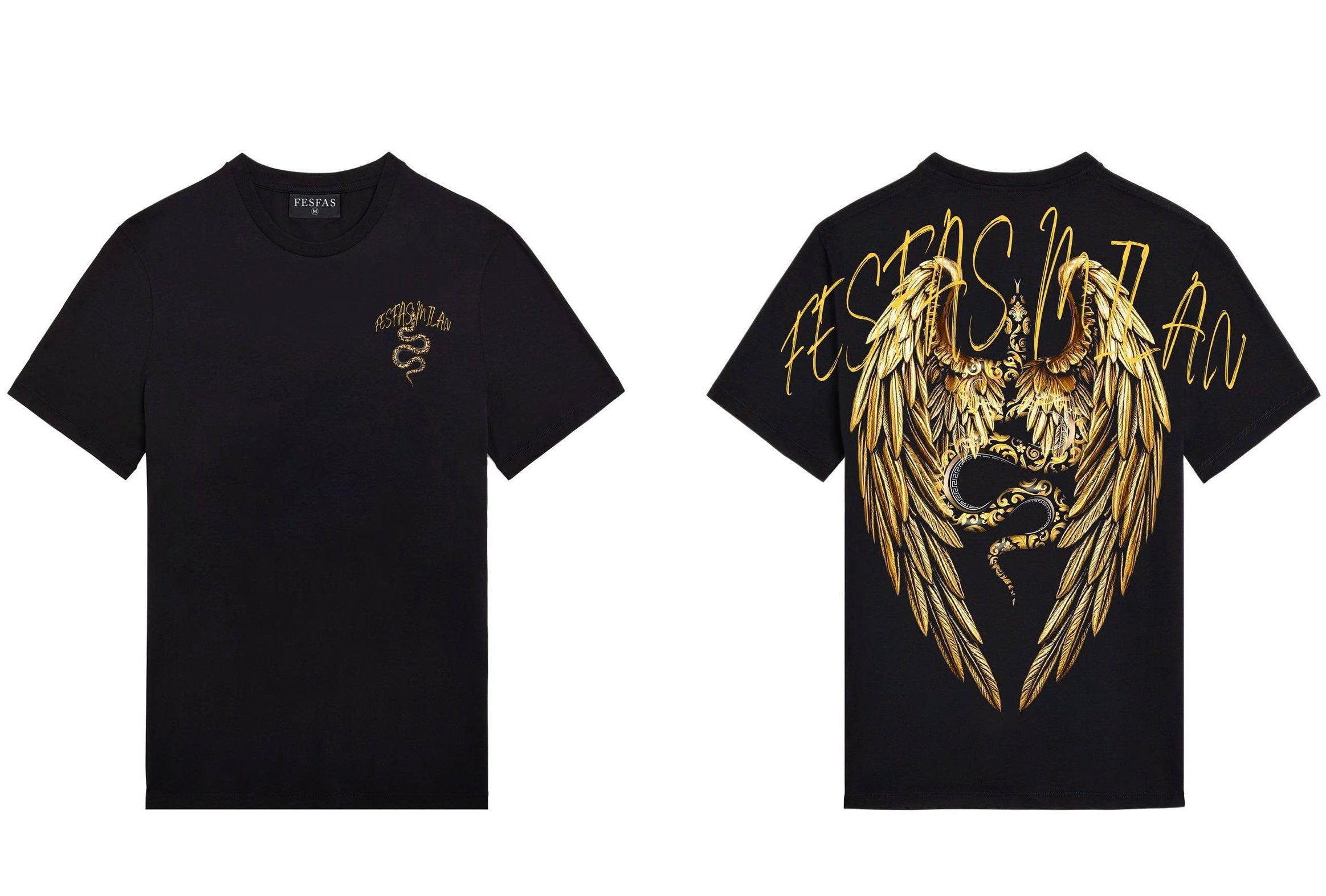 FesFas golden wings-print | Áo Thun | Nam | Màu Đen