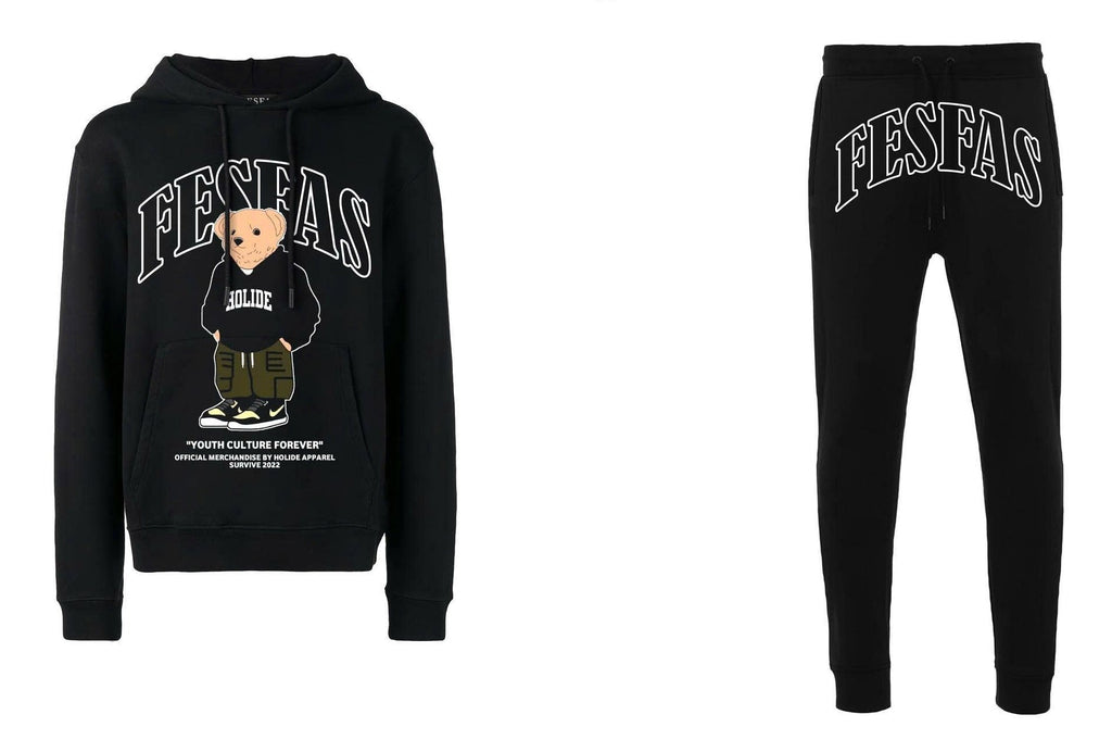 Bộ hoodie FesFas in hình gấu