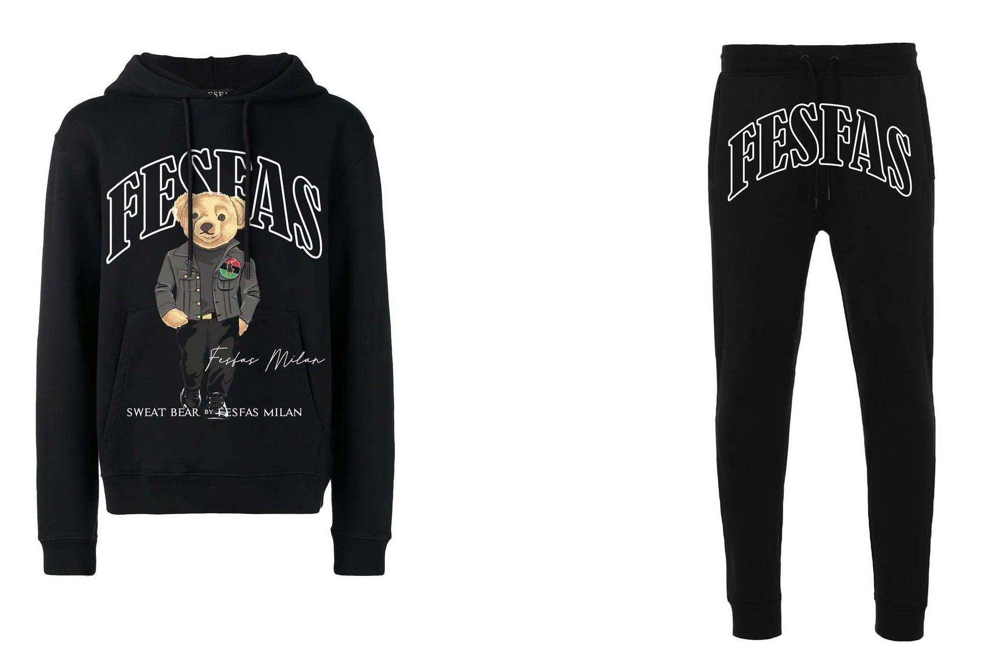 Bộ hoodie FesFas in hình gấu