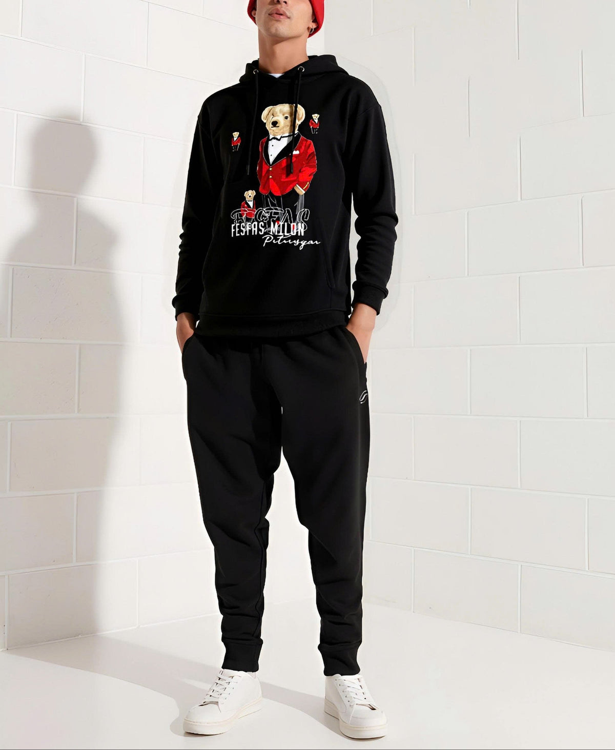 Bộ hoodie FesFas in hình gấu