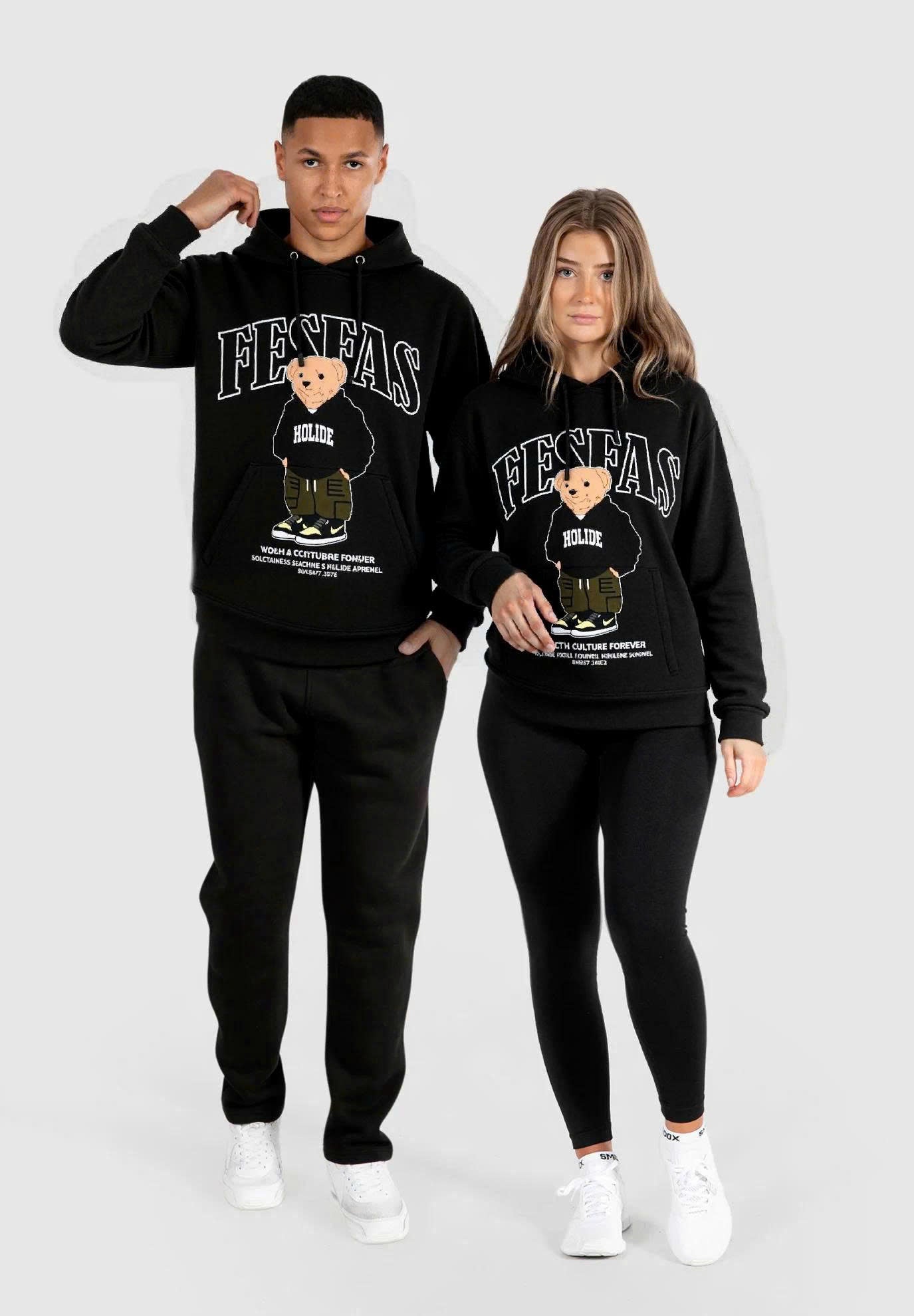 Bộ hoodie FesFas in hình gấu