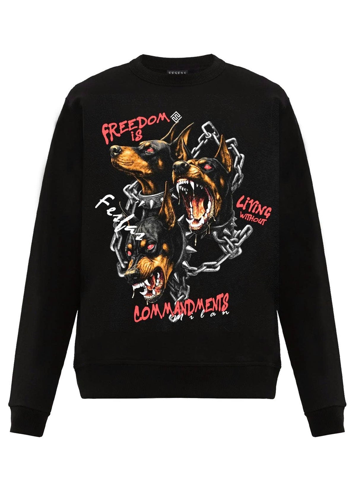Áo nỉ cổ tròn FesFas in hình cerberus