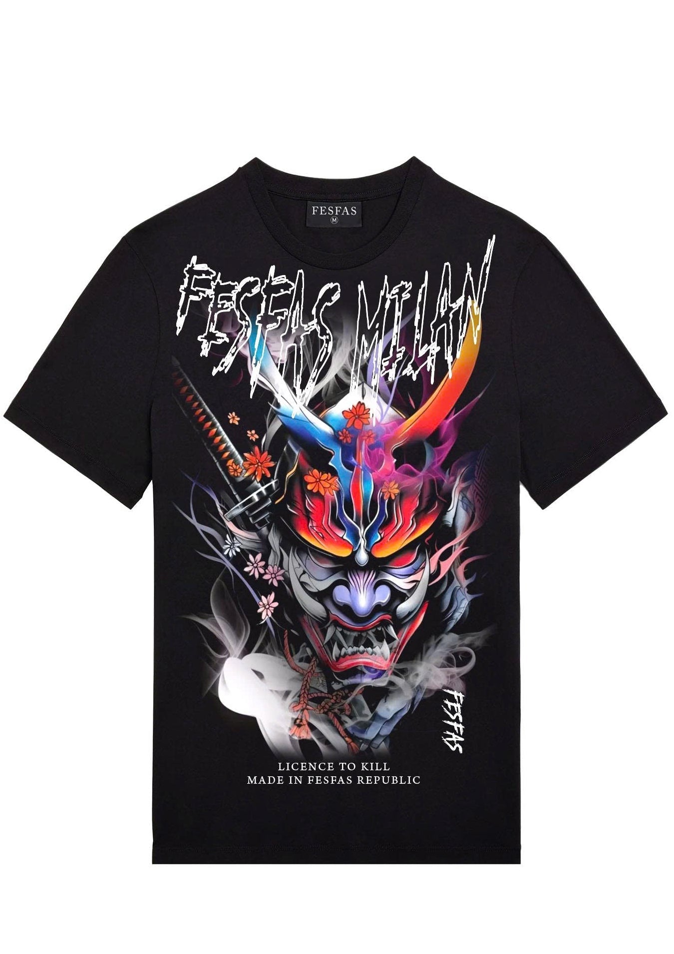 FesFas oni mask-print | Áo Thun | Nam | Màu Đen