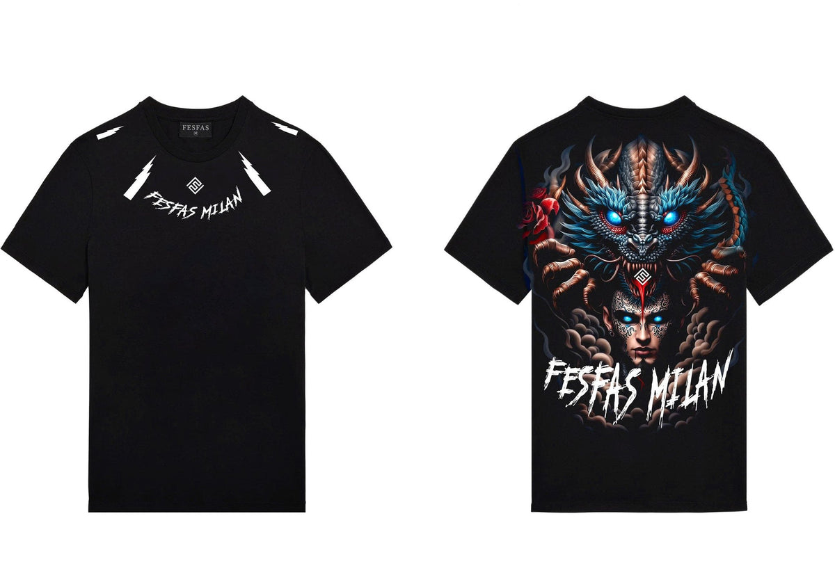 FesFas tattoos-print | Áo Thun | Nam | Màu Đen