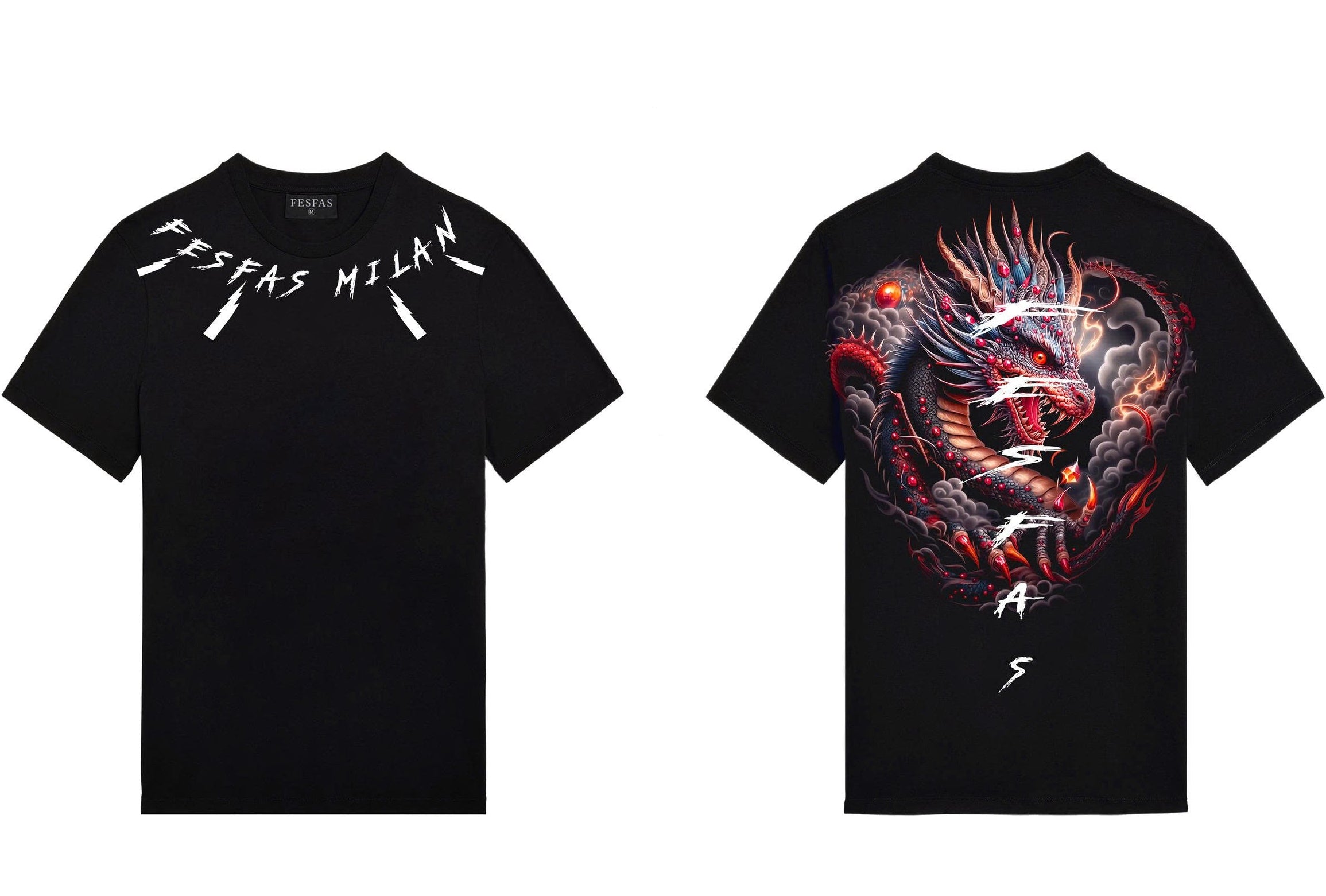 FesFas tattoos-print | Áo Thun | Nam | Màu Đen