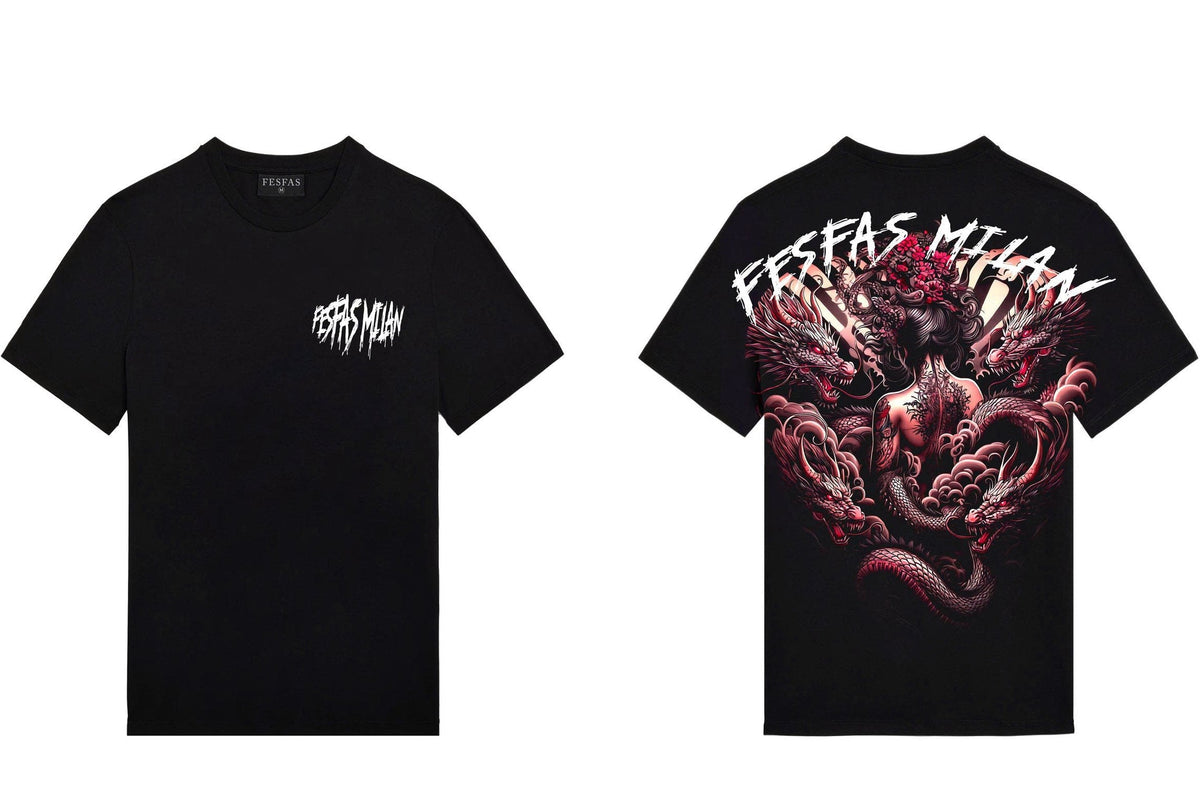 FesFas tattoos-print | Áo Thun | Nam | Màu Đen