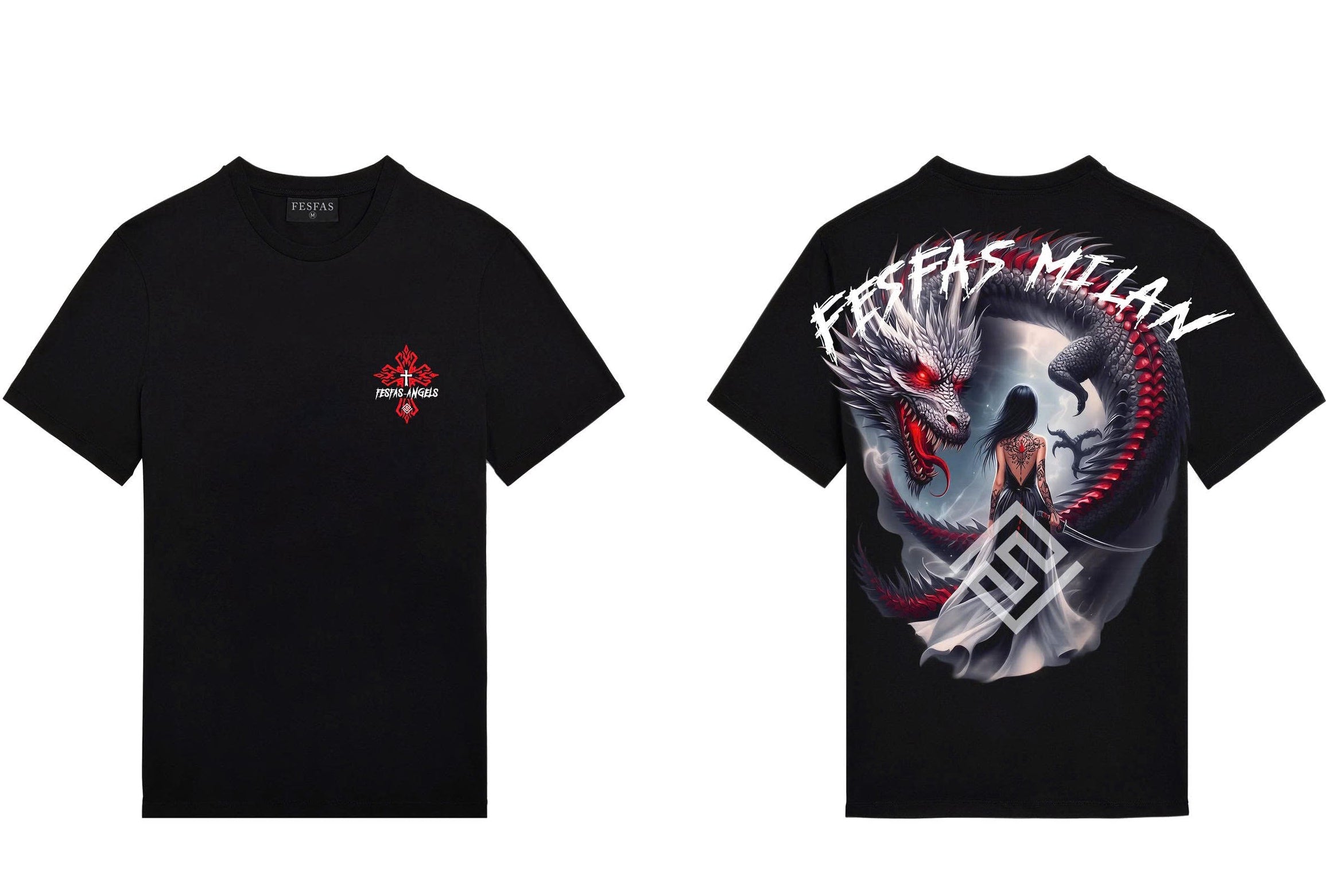 FesFas tattoos-print | Áo Thun | Nam | Màu Đen