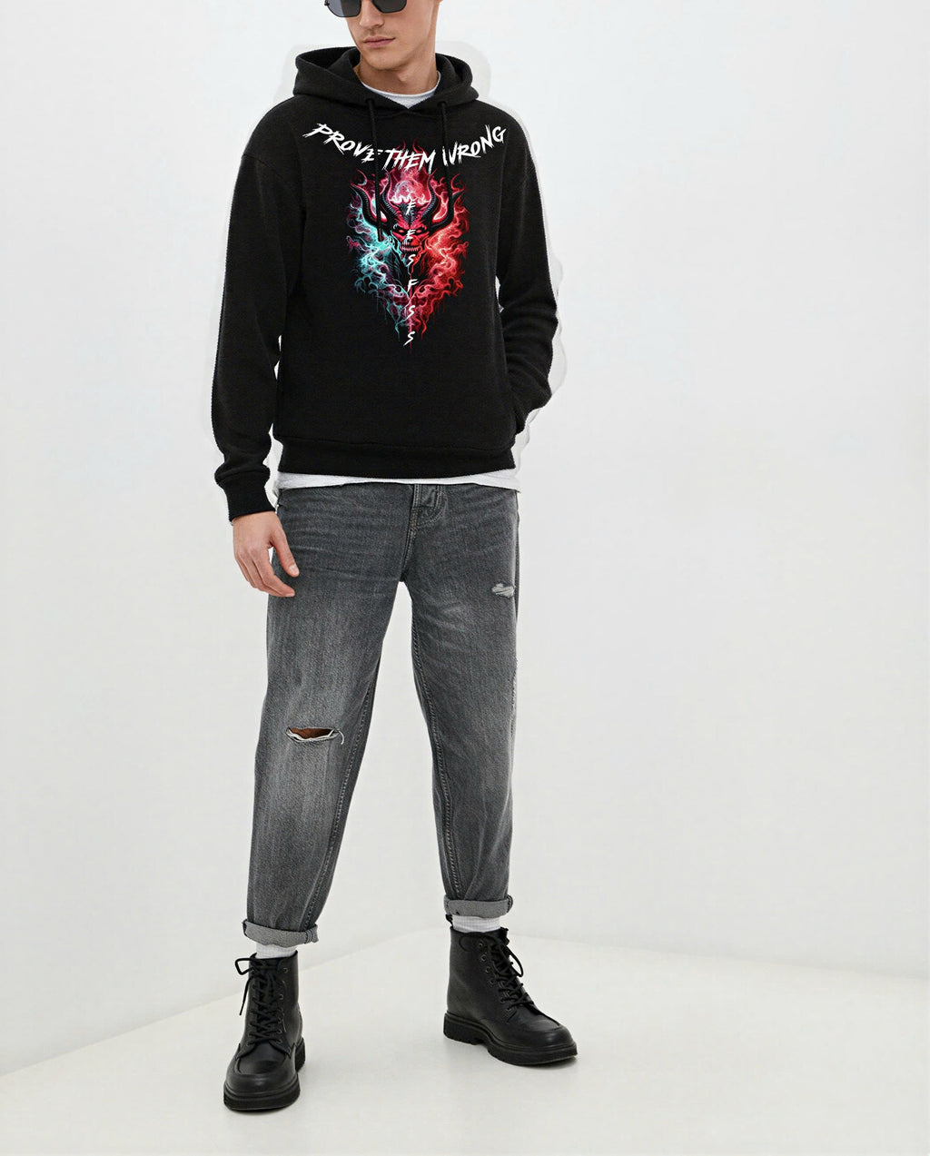 Áo hoodie FesFas in hình lửa ác quỷ