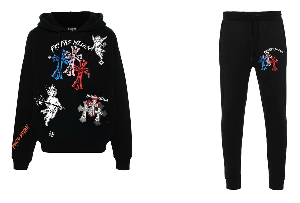 FesFas graphic-print Hoodie Set | Black | Men