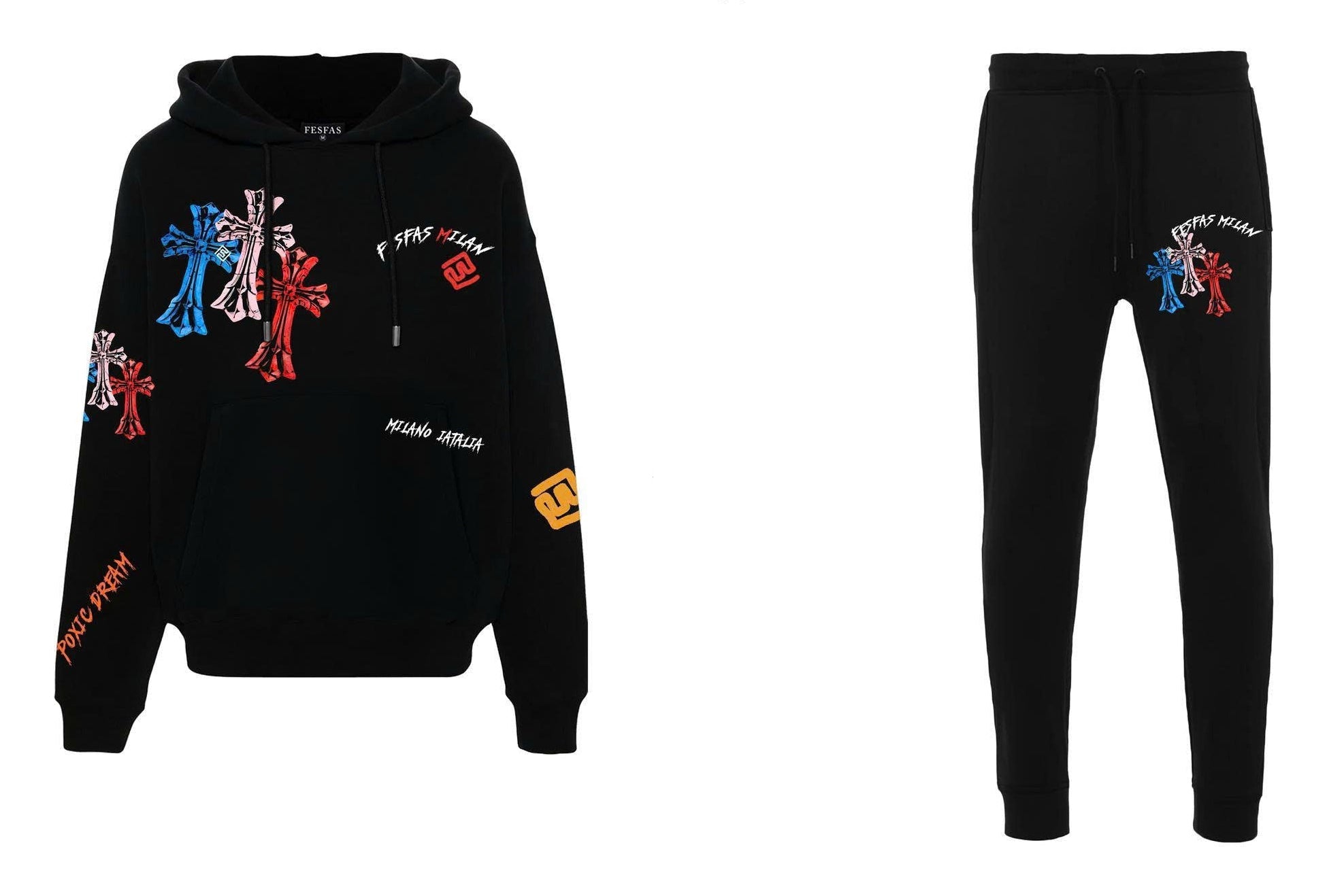 FesFas graphic-print Hoodie Set | Black | Men