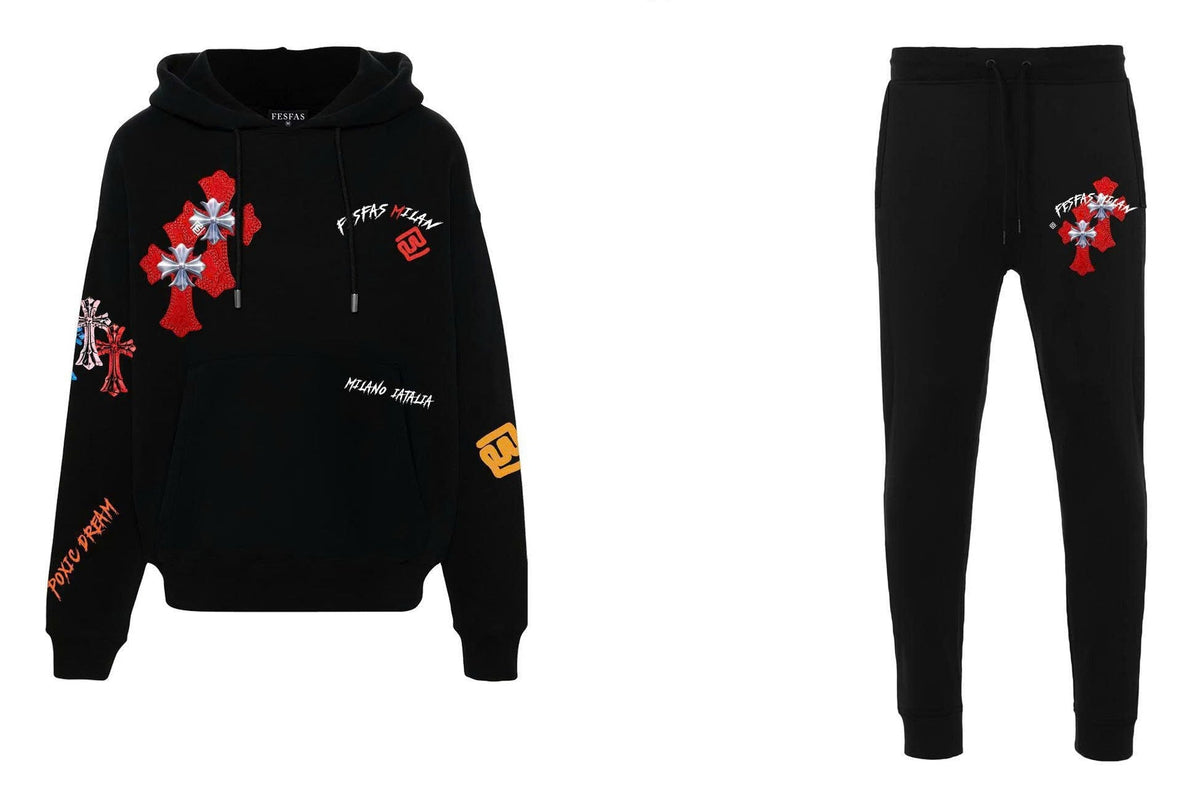 FesFas graphic-print Hoodie Set | Black | Men