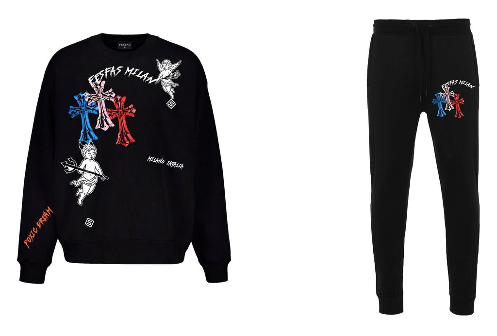 FesFas graphic-print Sweatshirt Set | Black | Men