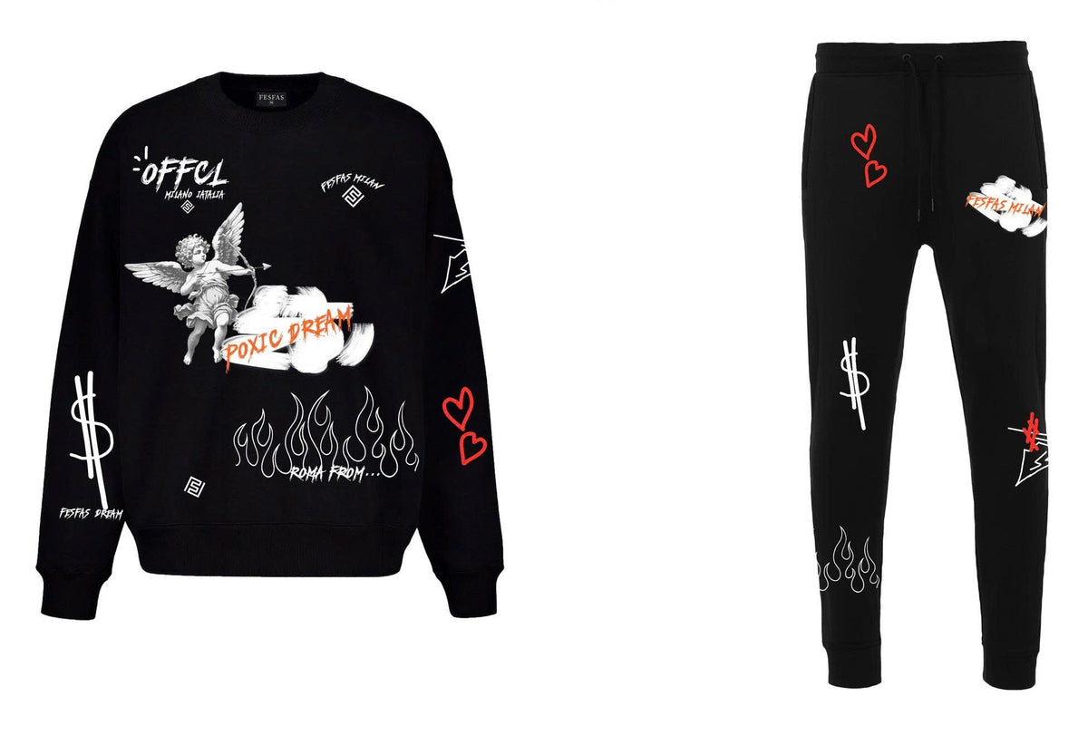 FesFas graphic-print Sweatshirt Set | Black | Men