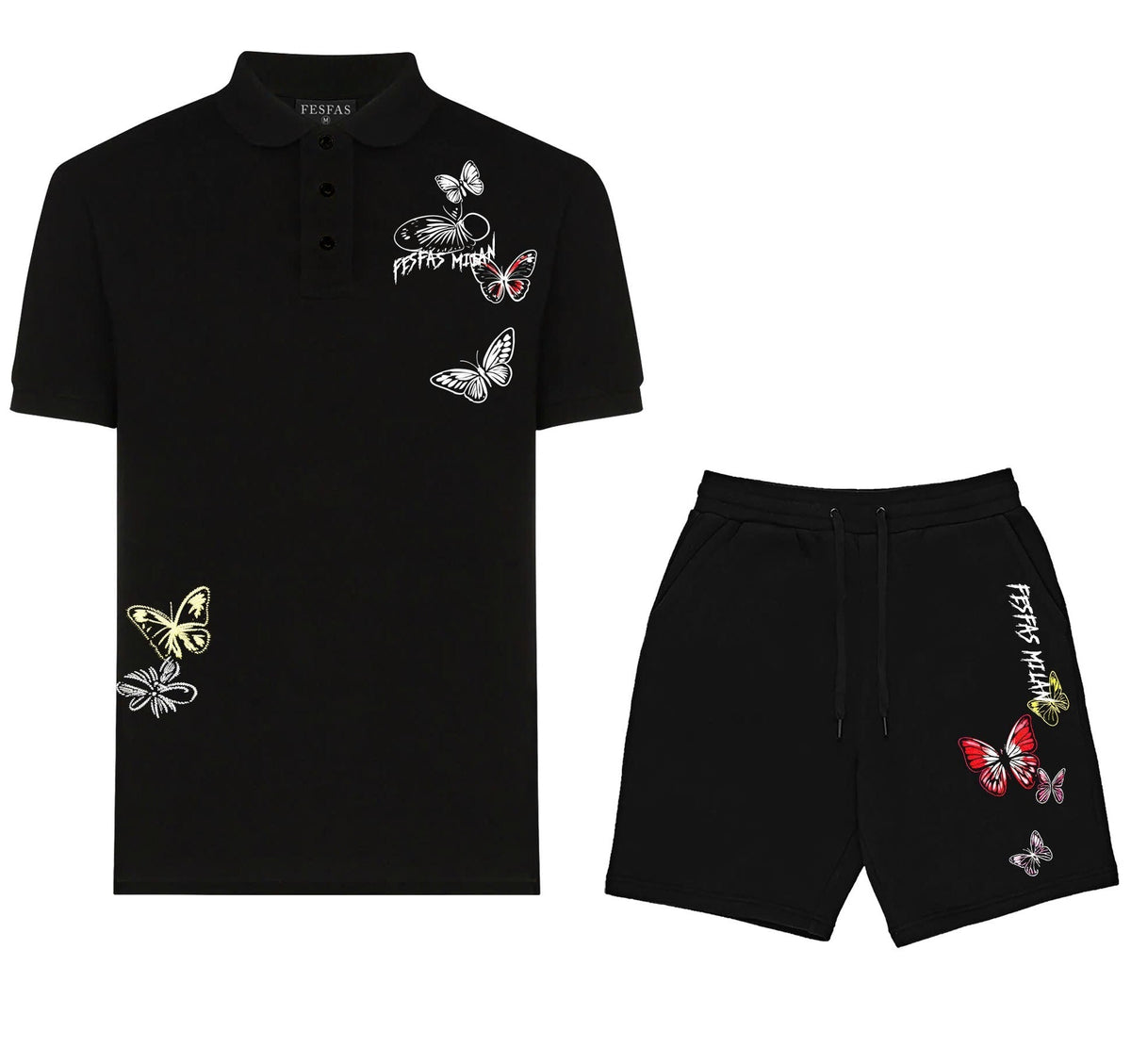 Bộ áo polo và quần short FesFas in hình bướm