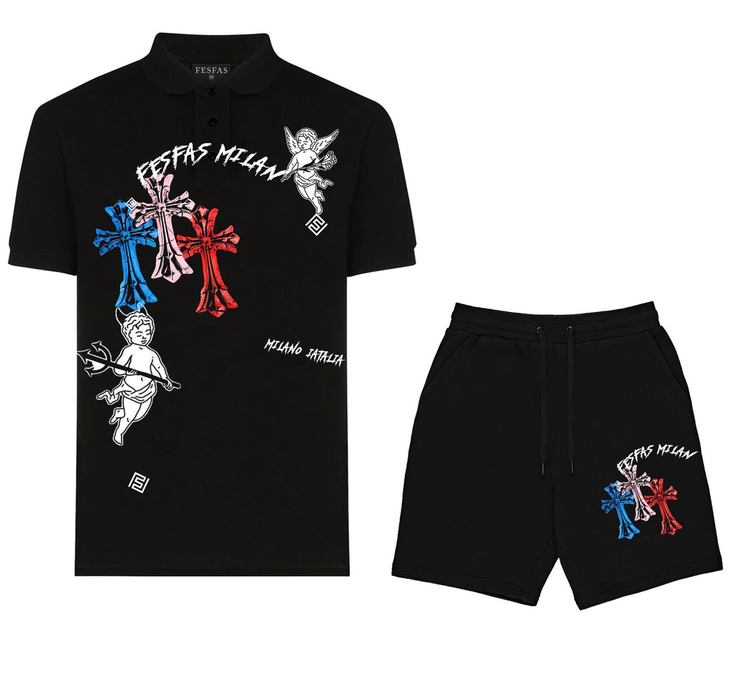 FesFas graphic-print | Bộ Polo | Nam | Màu Đen