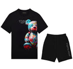 Bộ áo thun và quần short FesFas in hình đa sắc gấu