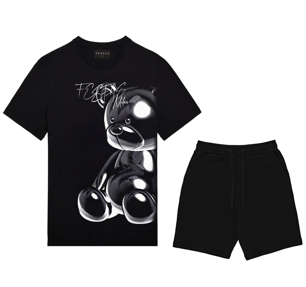 Bộ áo thun và quần short FesFas in hình gấu bóng bay