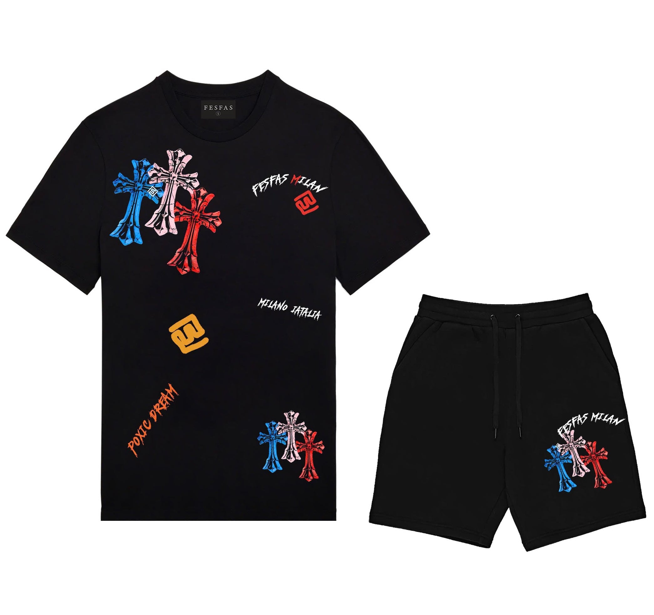 FesFas cross-print | Bộ T-Shirt | Nam | Màu Đen