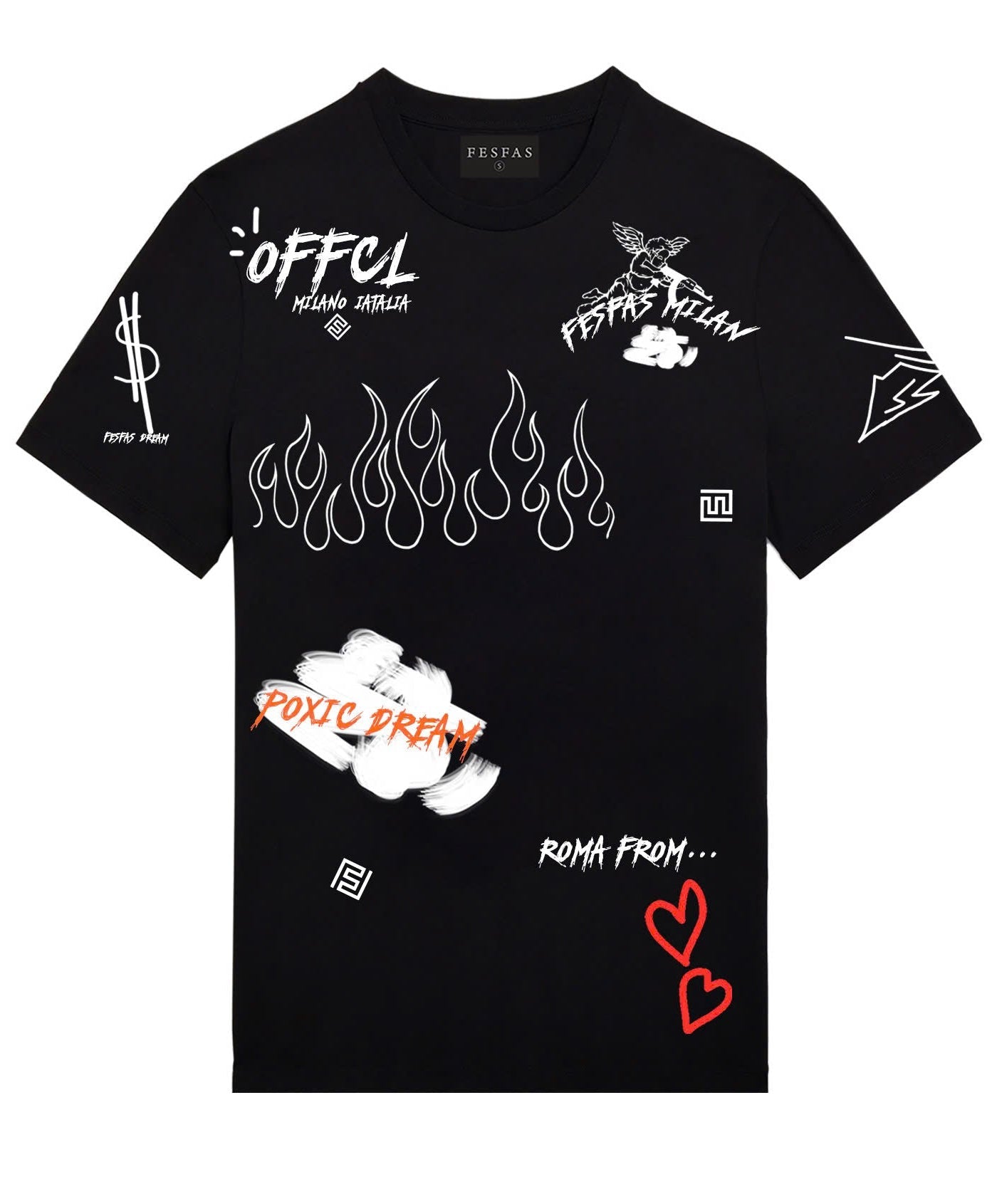 FesFas graphic-print | Áo Thun | Nam | Màu Đen