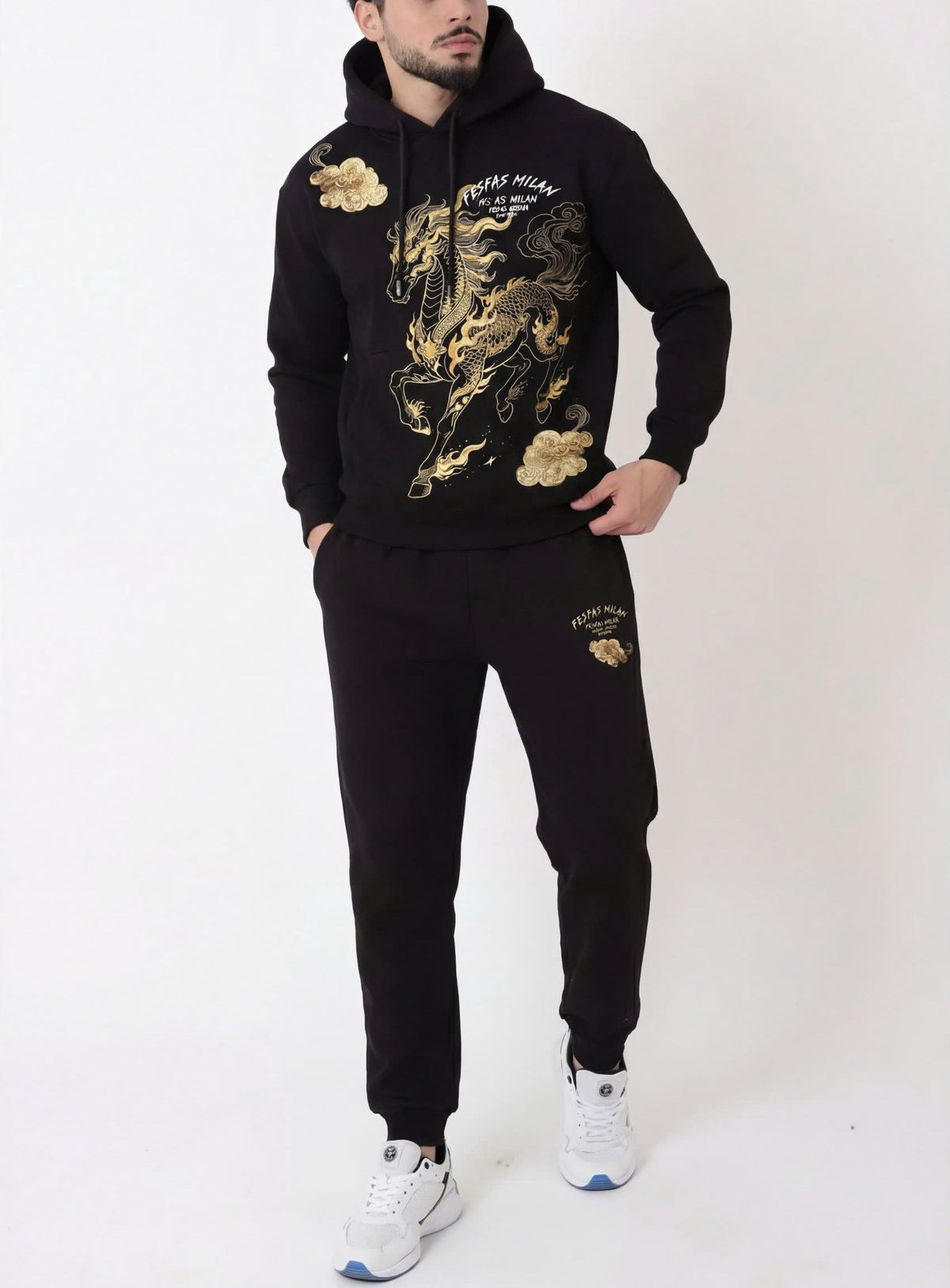 Áo hoodie FesFas in hình ngựa vàng