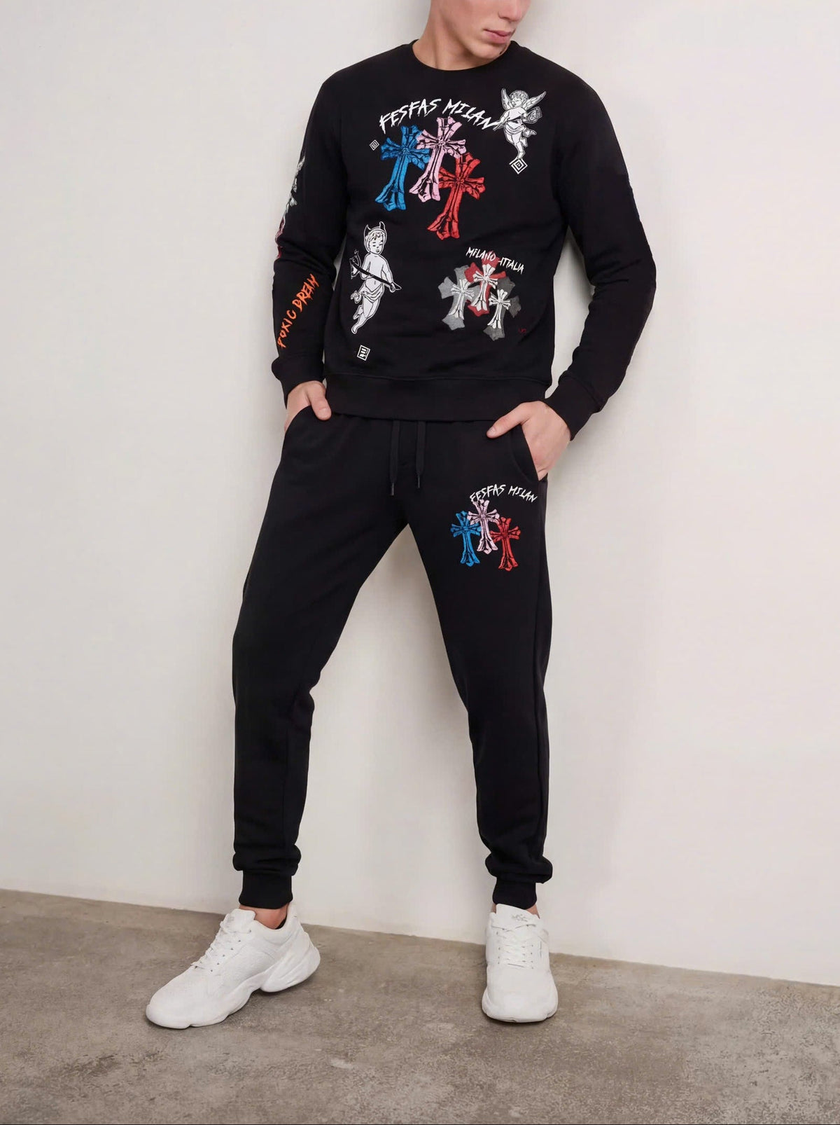FesFas graphic-print Sweatshirt Set | Black | Men