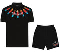 Bộ áo polo và quần short FesFas in hình lông vũ